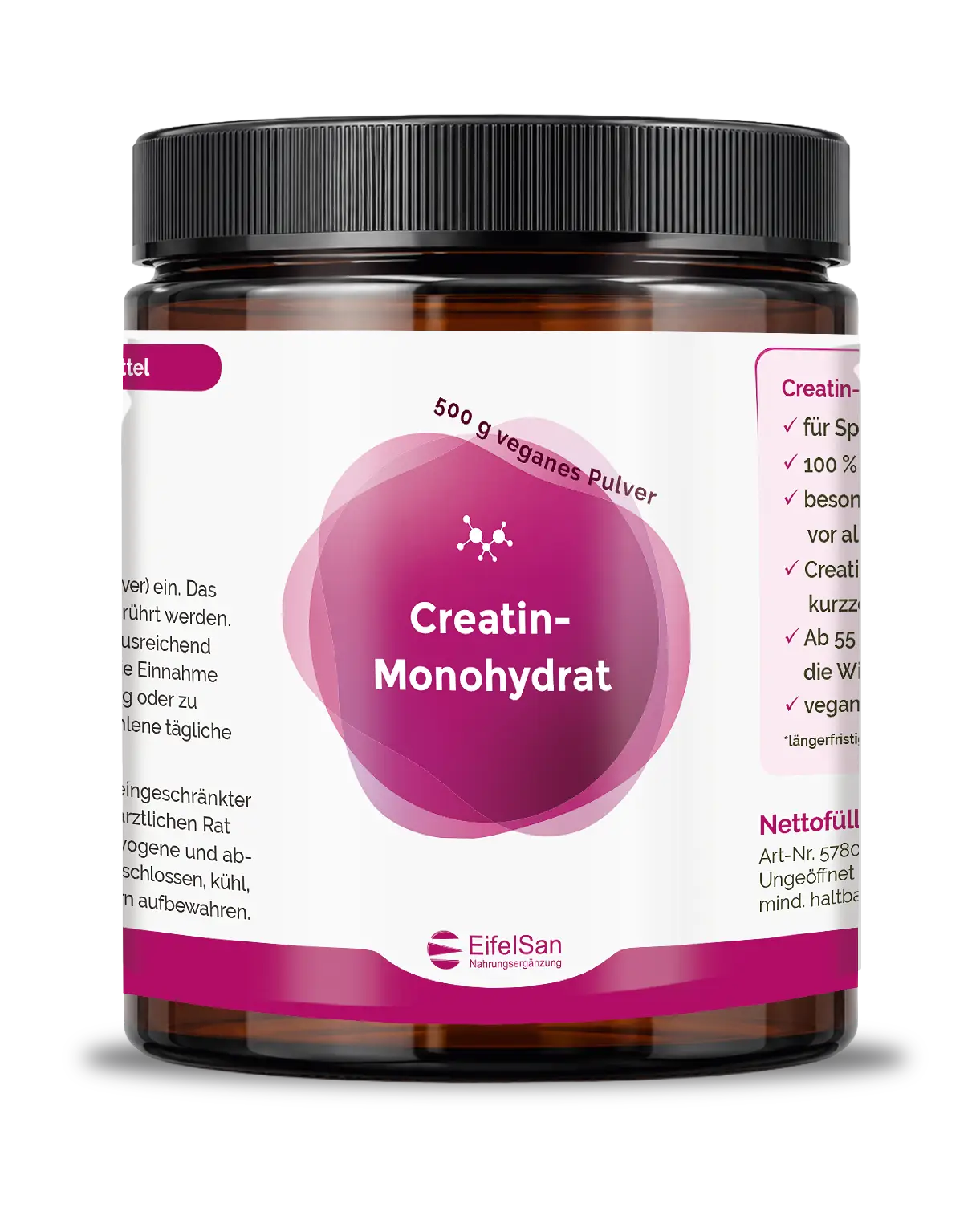 Creatin-Monohydrat Pulver 500 g vegan von EifelSan