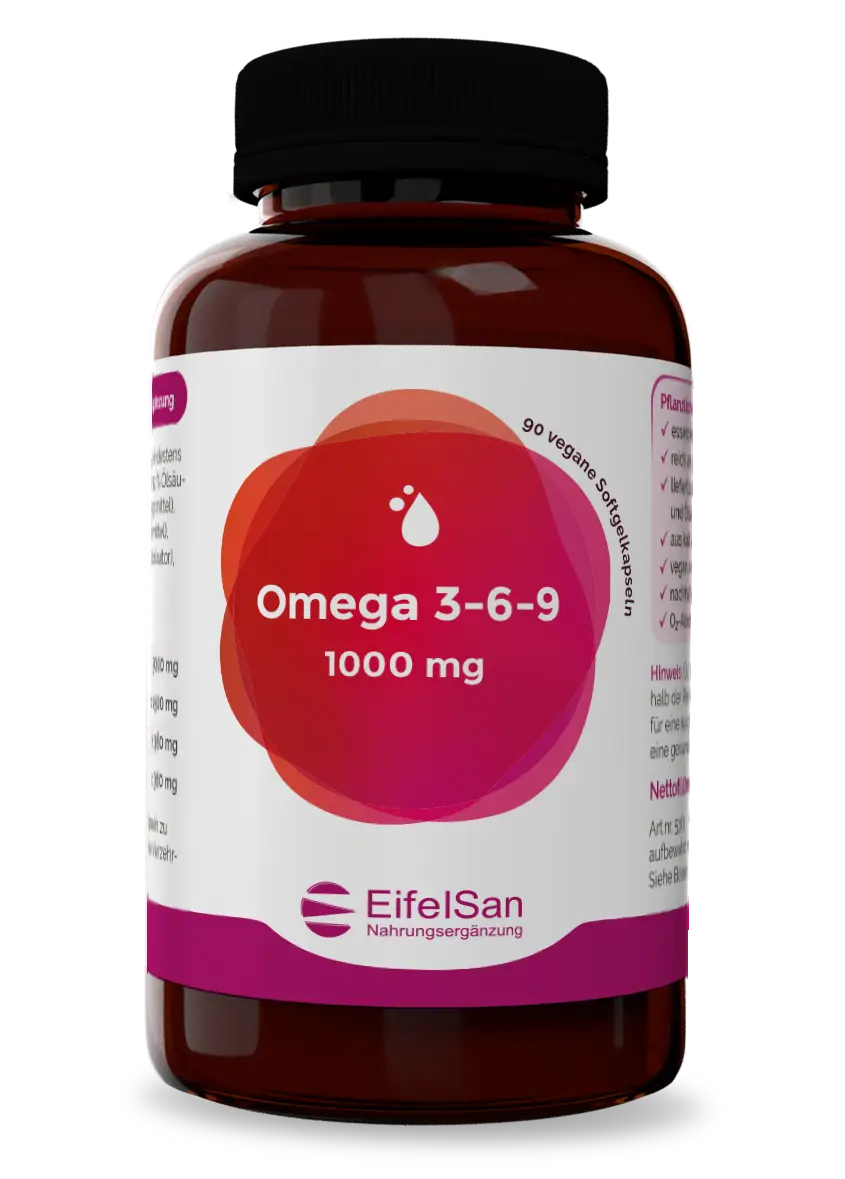 Omega-3-6-9 Leinsamen Omega-3-6-9 aus Leinsamen von EifelSan – 90 vegane Kapseln mit kalt gepresstem Leinsamenöl