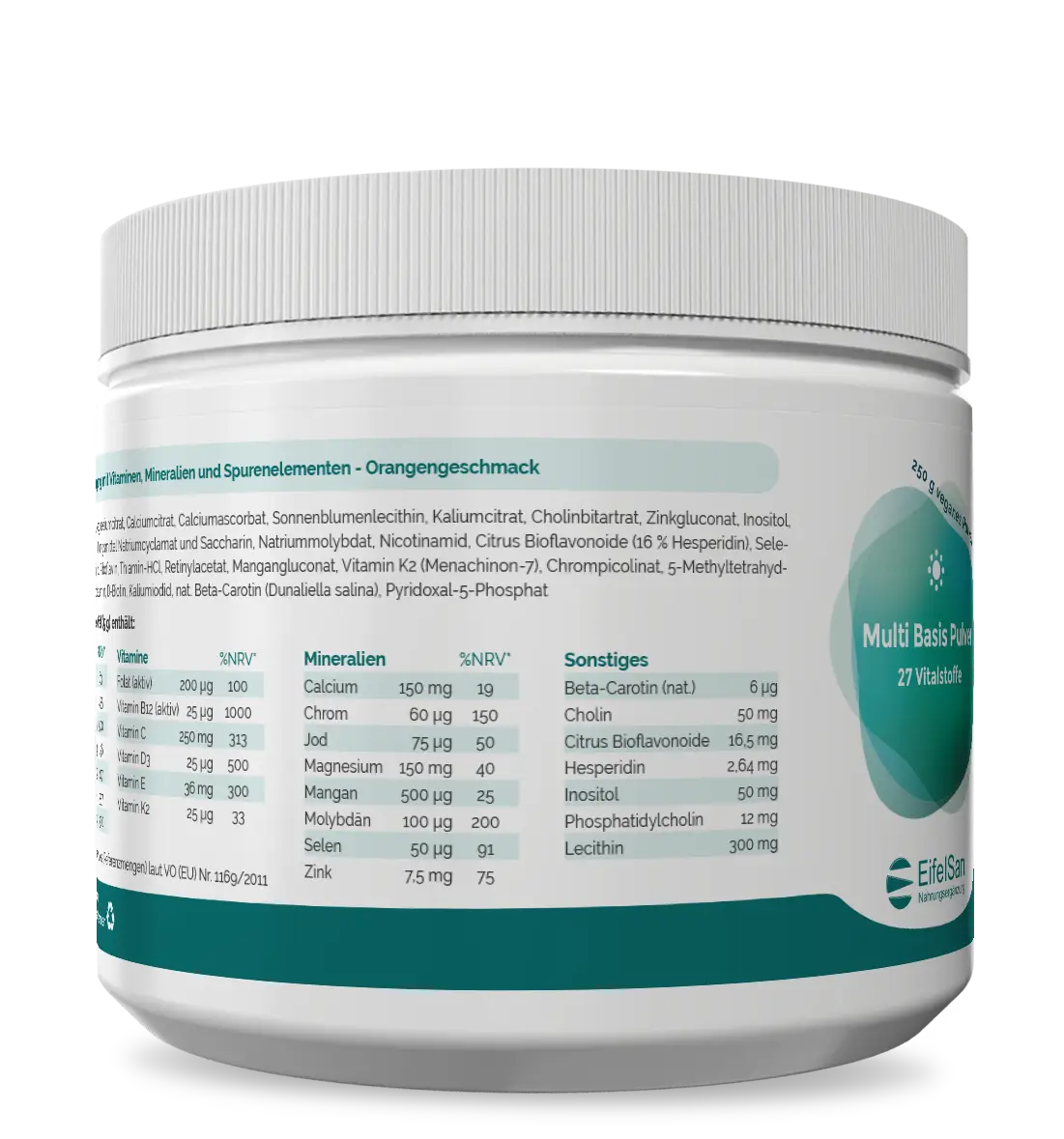 Multi Basis Pulver Multivitamin-Komplex mit Vitaminen, Mineralstoffen, Cholin, Inositol und Bioflavonoiden
