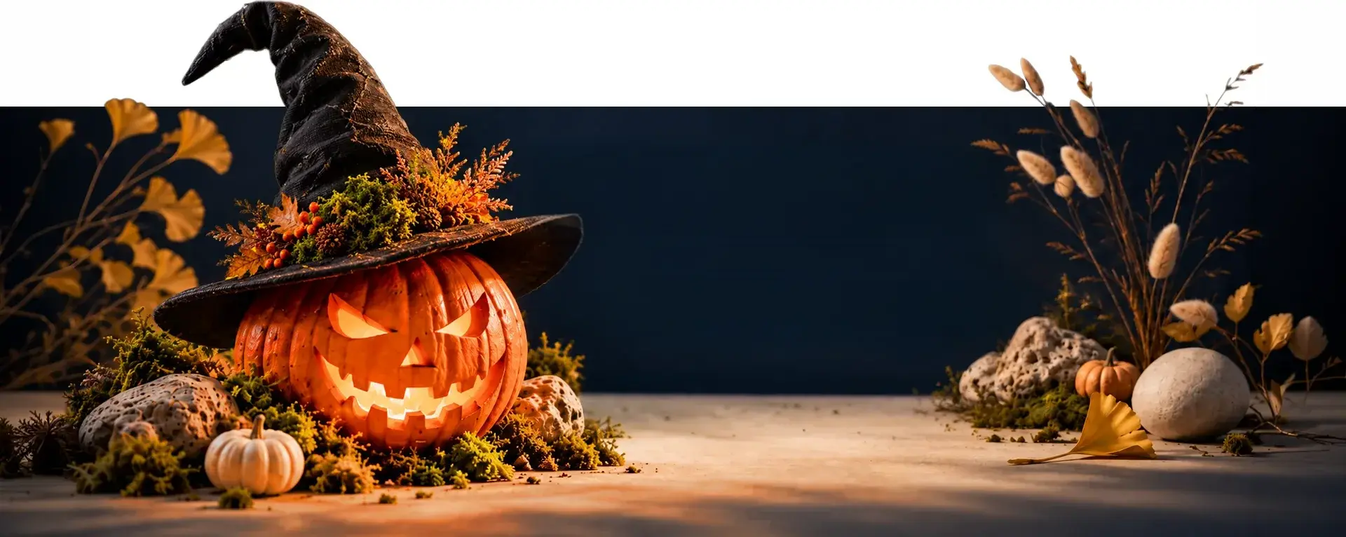 Leuchtender Halloween-Kürbis mit Hexenhut. 20 % auf ausgewählte Bestseller oder 8 % auf EifelSan-Produkte.