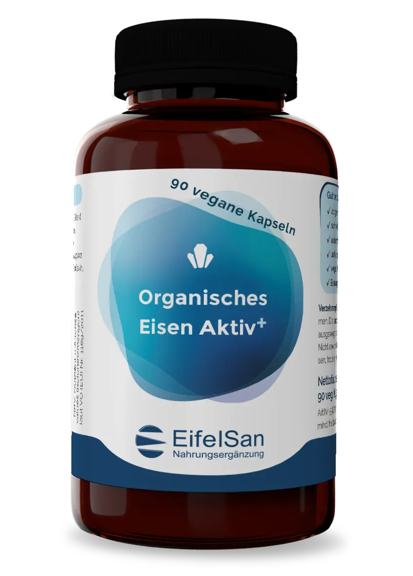 Organisches Eisen Aktiv Plus Organisches Eisen Aktiv Plus von EifelSan – 90 vegane Kapseln mit 30 mg Eisenbisglycinat