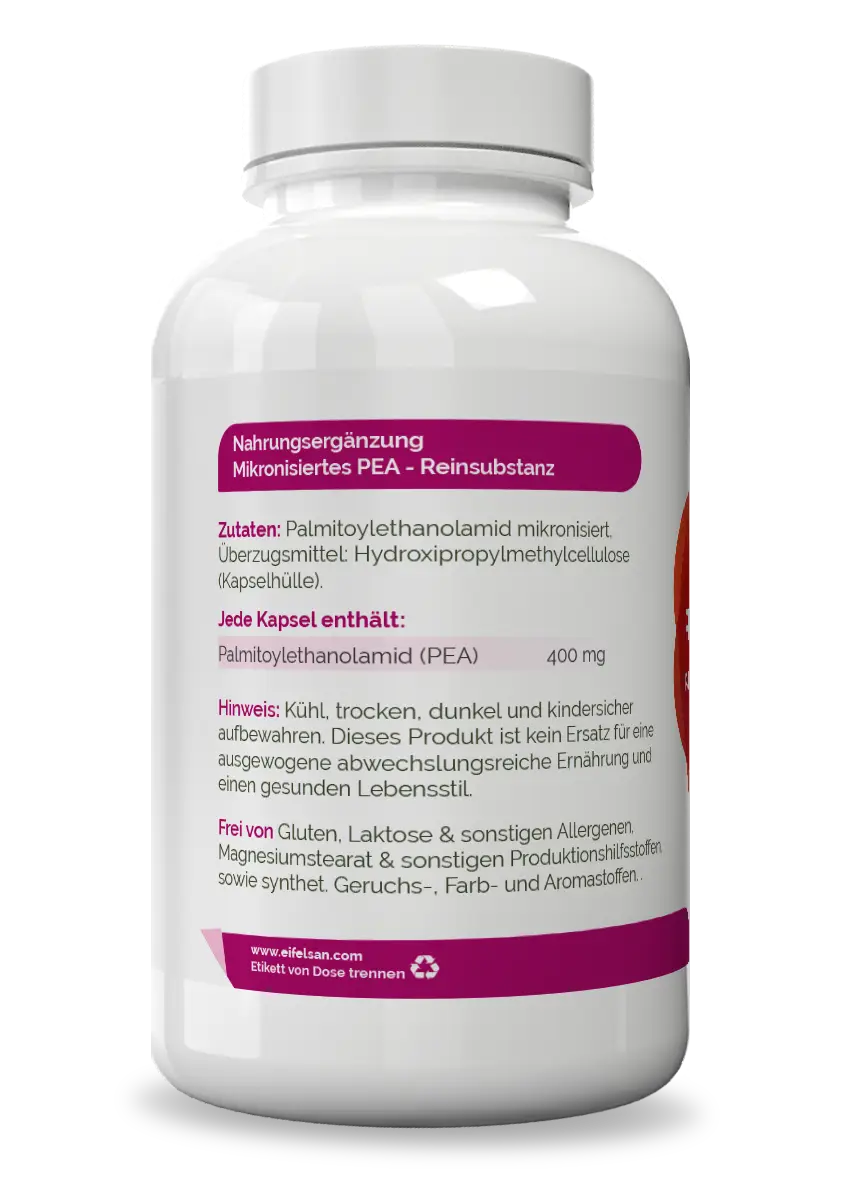 PEA Inhaltsstoff Palmitoylethanolamid als PEA-Reinsubstanz mit 400 mg pro veganer Kapsel