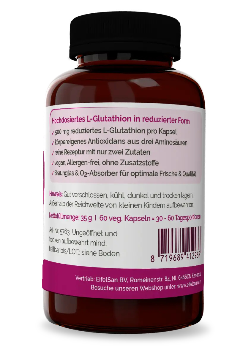 Glutathion Qualität L-Glutathion von EifelSan – vegan, hypoallergen und ohne Zusatzstoffe