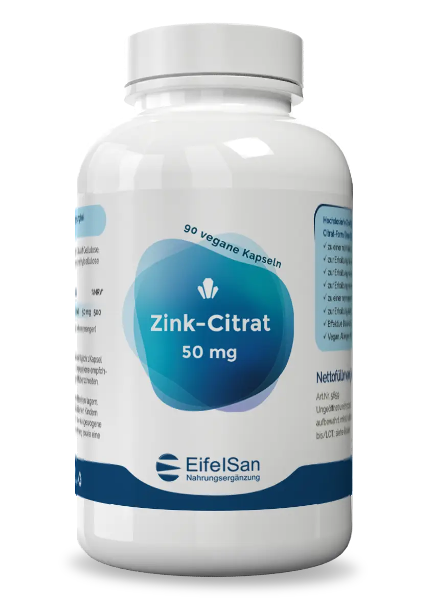 Zinkcitrat 50 mg Zinkcitrat von EifelSan – 90 vegane Kapseln mit 50 mg Zink pro Kapsel