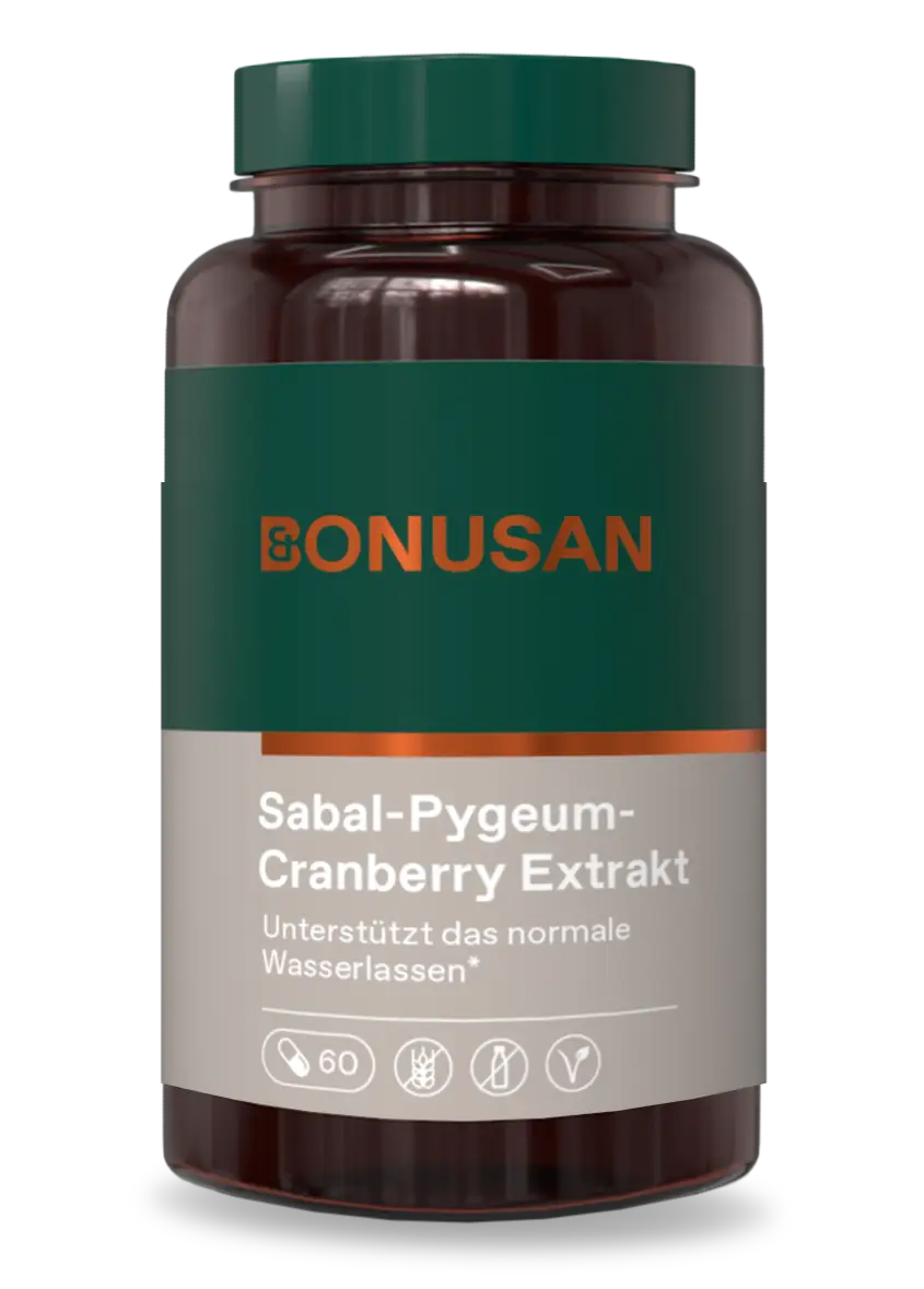 Sabal Pygeum Cranberry Sabal Pygeum Cranberry Extrakt von Bonusan – 60 vegane Kapseln mit Sägepalme