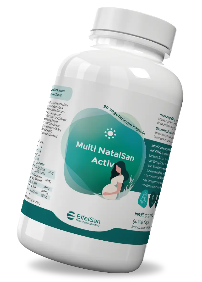 Schwangerschafts-Vitamine EifelSan Multi NatalSan Aktiv – Vitamine mit aktivem Folat, Eisen, Jod und Vitamin D3