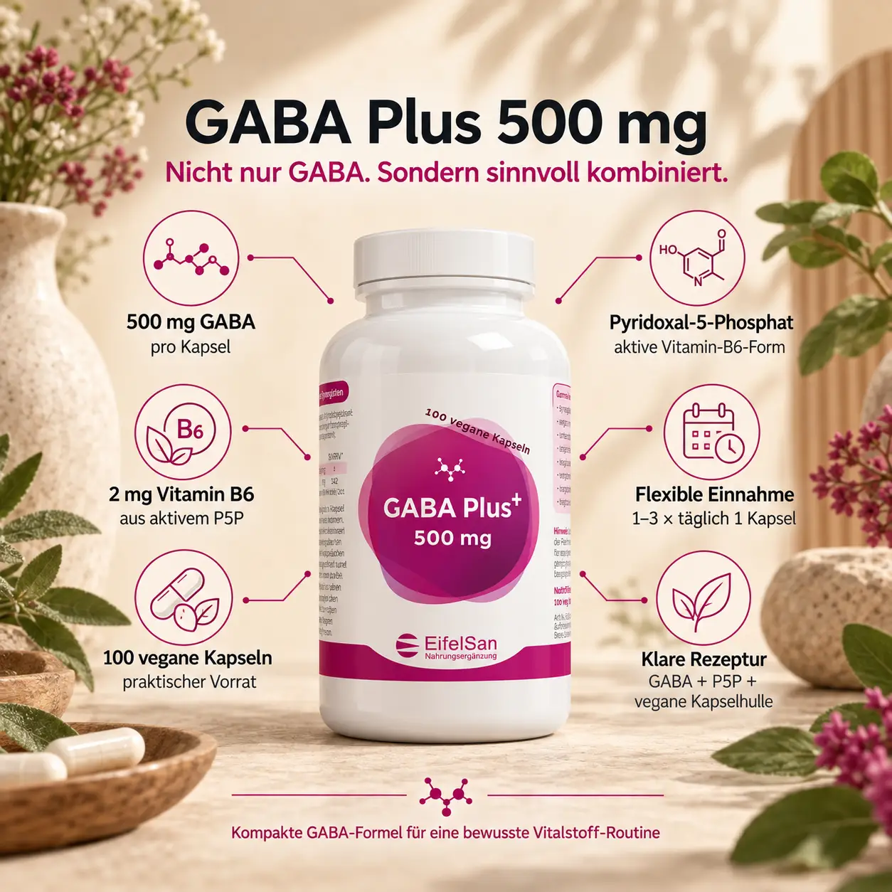 Gaba Plus 500 mg - 100 Kapseln mit Vitamin B6