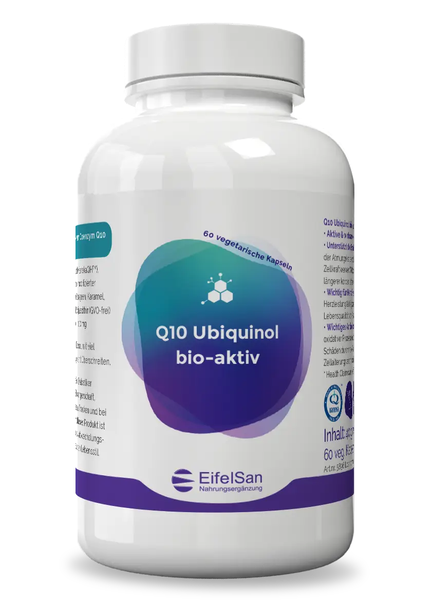 Q10 Ubiquinol 100 mg Q10 Ubiquinol 100 mg von EifelSan – 60 Kapseln mit bioaktivem Kaneka QH™