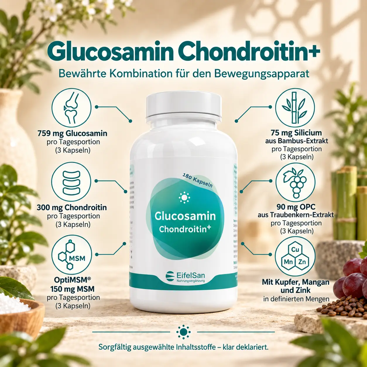 Glucosamin Chondroitin Plus - 180 Kapseln mit OptiMSM® Glucosamin Chondroitin Plus - 180 Kapseln mit OptiMSM®