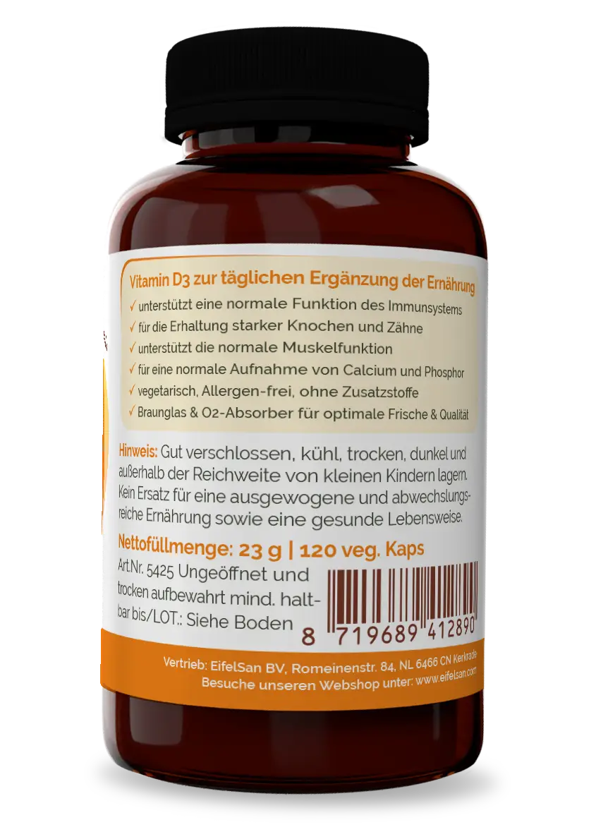Vitamin D3 2000 I.E. / 50 µg – 120 vegetarische Kapseln Vitamin D3 2000 I.E. / 50 µg – 120 vegetarische Kapseln