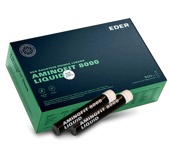 AMINOFIT 8000 Liquid AMINOFIT 8000 Liquid von Eder Supplements – 20 Trinkampullen mit freien Aminosäuren
