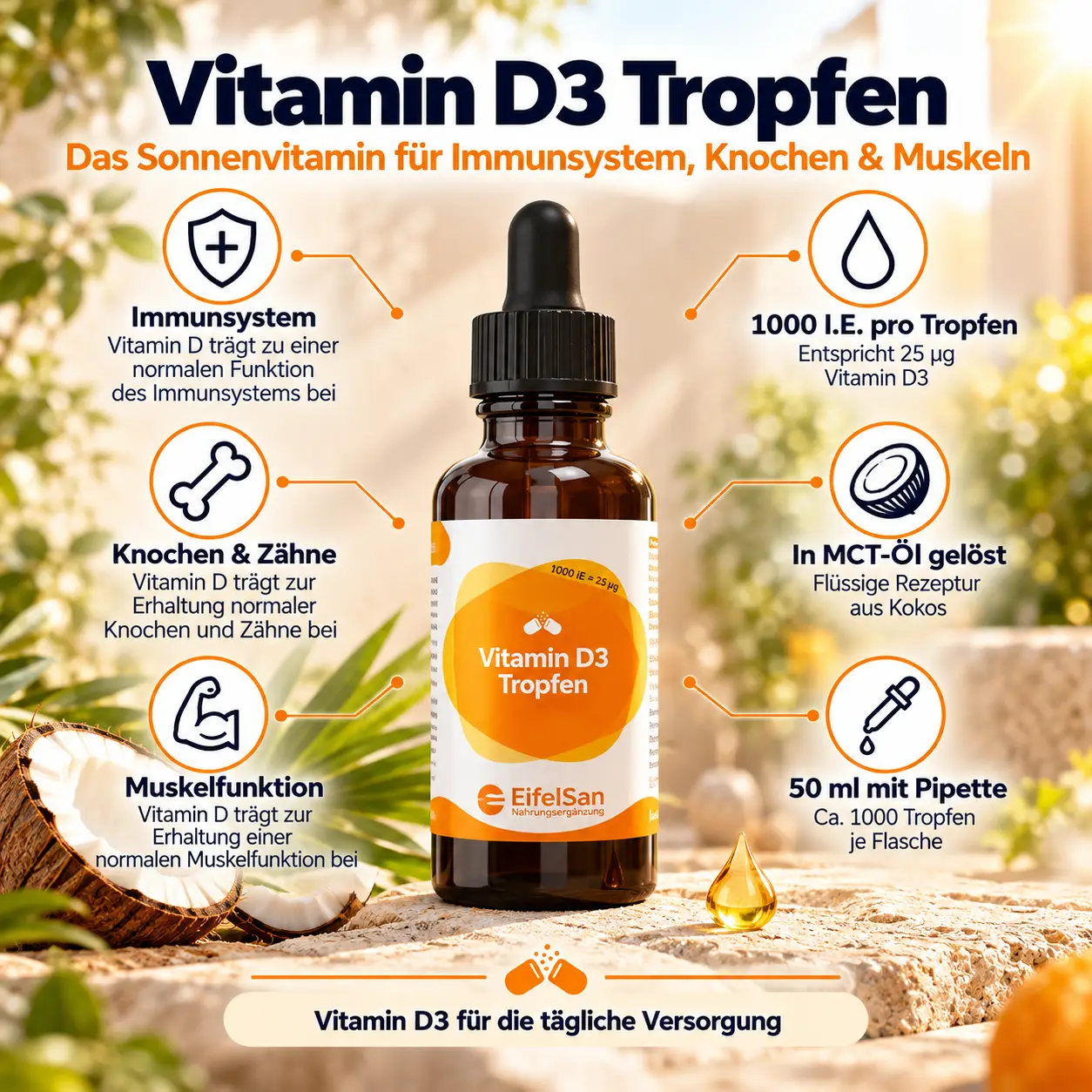 Vitamin D3 1000 iE 25 µg Tropfen - 50 ml