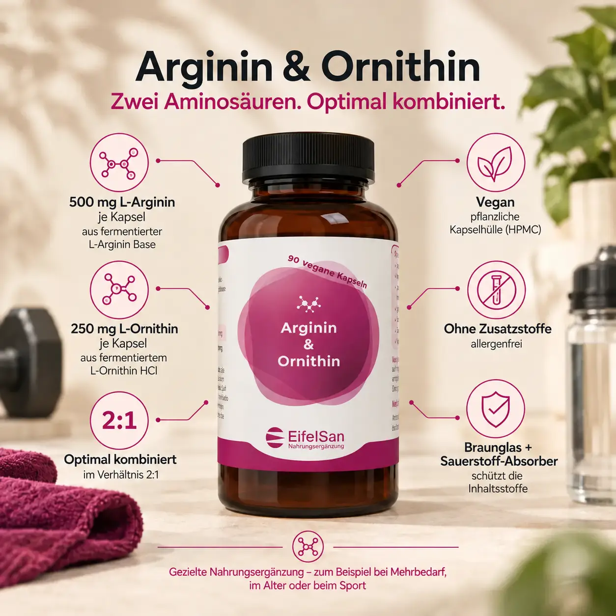 Arginin + Ornithin 500/250 mg - 90 Kapseln Arginin + Ornithin 500/250 mg - 90 Kapseln