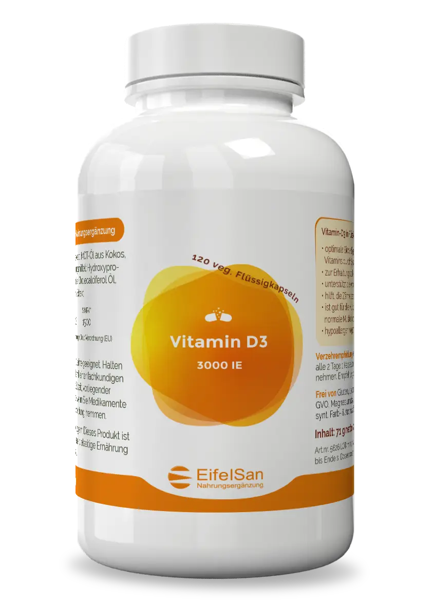 Vitamin D3 3000 I.E. Vitamin D3 3000 I.E. von EifelSan – 120 vegetarische Kapseln mit 75 µg Vitamin D3