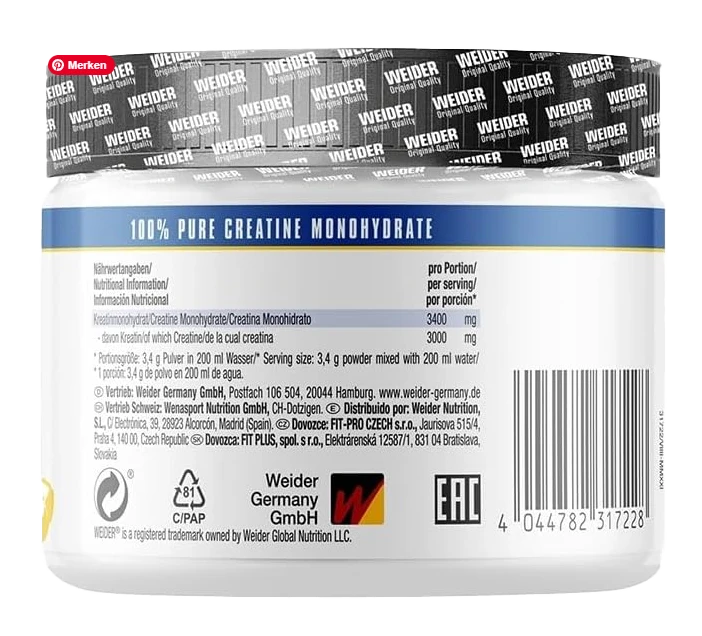 Weider Pure Creatine Weider Pure Creatine mit Creapure® Markenrohstoff – geschmacksneutral und vegan