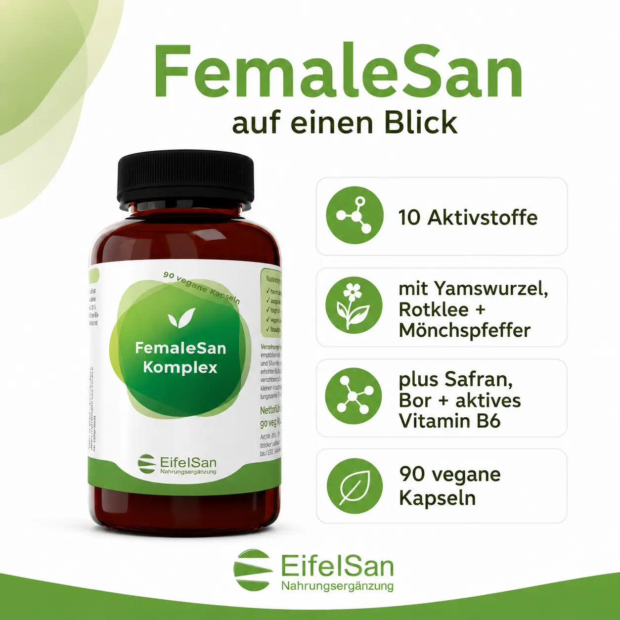FemaleSan Komplex - 90 Kapseln mit 10 Aktivstoffen