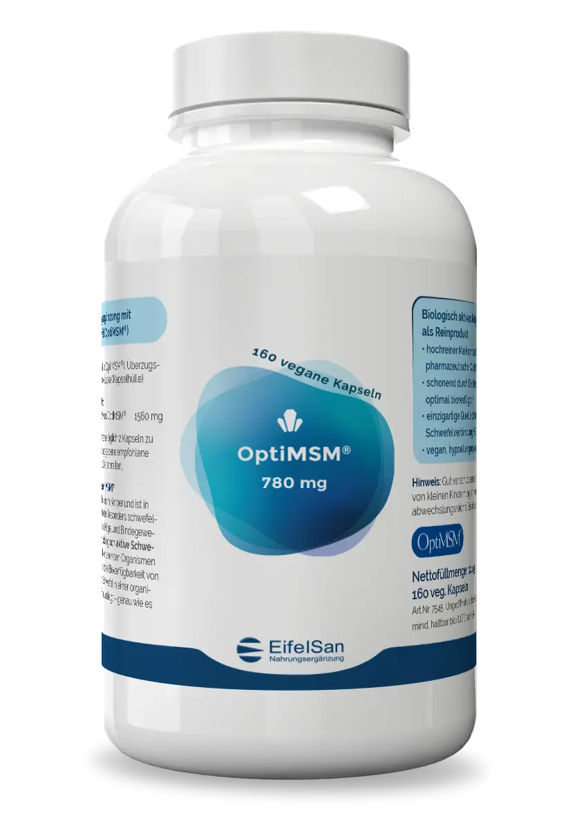 MSM OptiMSM 160 Kapseln MSM OptiMSM® von EifelSan – 160 vegane Kapseln mit 780 mg organischem Schwefel pro Kapsel