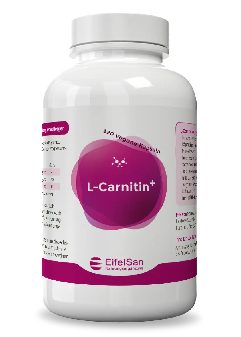 L-Carnitin Plus 500 mg L-Carnitin Plus 500 mg von EifelSan – 120 vegane Kapseln mit Carnipure® L-Carnitin
