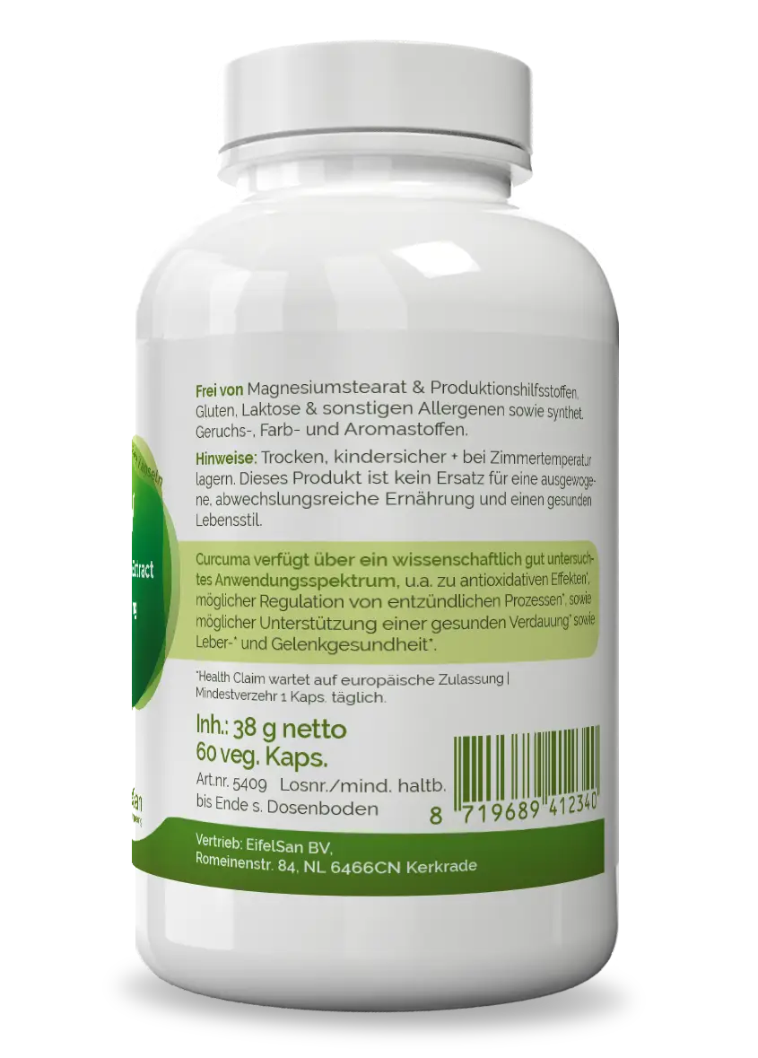 Curcuma Extrakt Qualität Curcuma Extrakt von EifelSan – veganes Reinprodukt ohne Zusatzstoffe