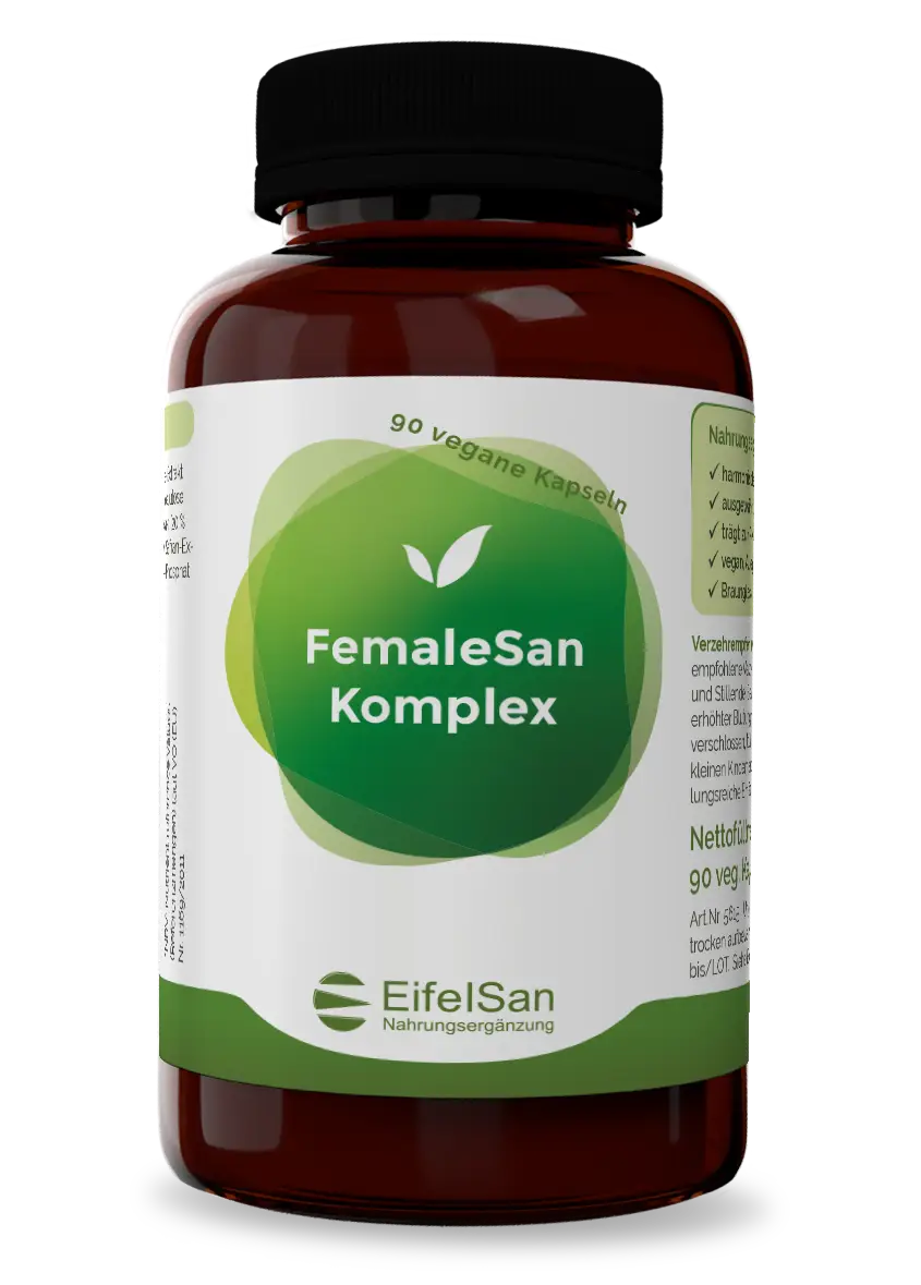 FemaleSan Komplex 40+ FemaleSan Komplex 40+ von EifelSan – 90 vegane Kapseln mit 10 Aktivstoffen für Frauen