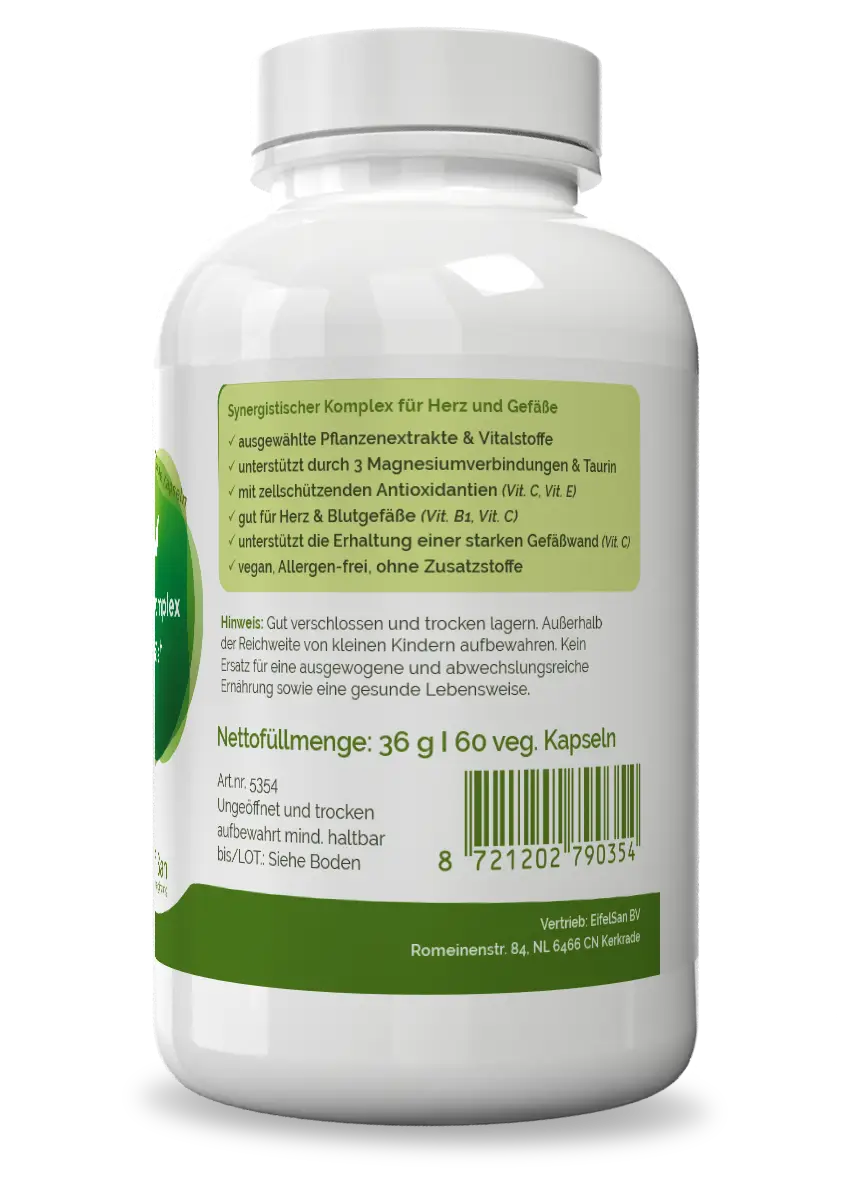 Cardio Komplex Qualität Cardio Komplex Gefäße Plus von EifelSan – vegan, allergenfrei und ohne Zusatzstoffe