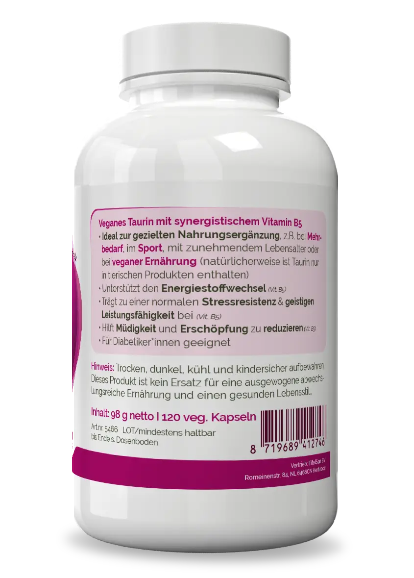 Taurin Qualität Taurin 600 mg von EifelSan – vegan, vegetarisch und ohne Zusatzstoffe