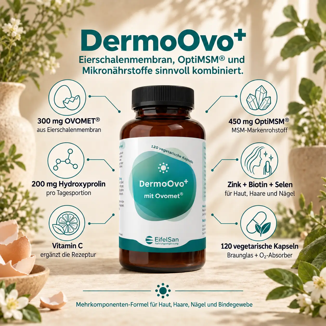 DermoOvo+ - 120 Kapseln für Bindegewebe Haut Haare Nägel DermoOvo+ - 120 Kapseln für Bindegewebe Haut Haare Nägel
