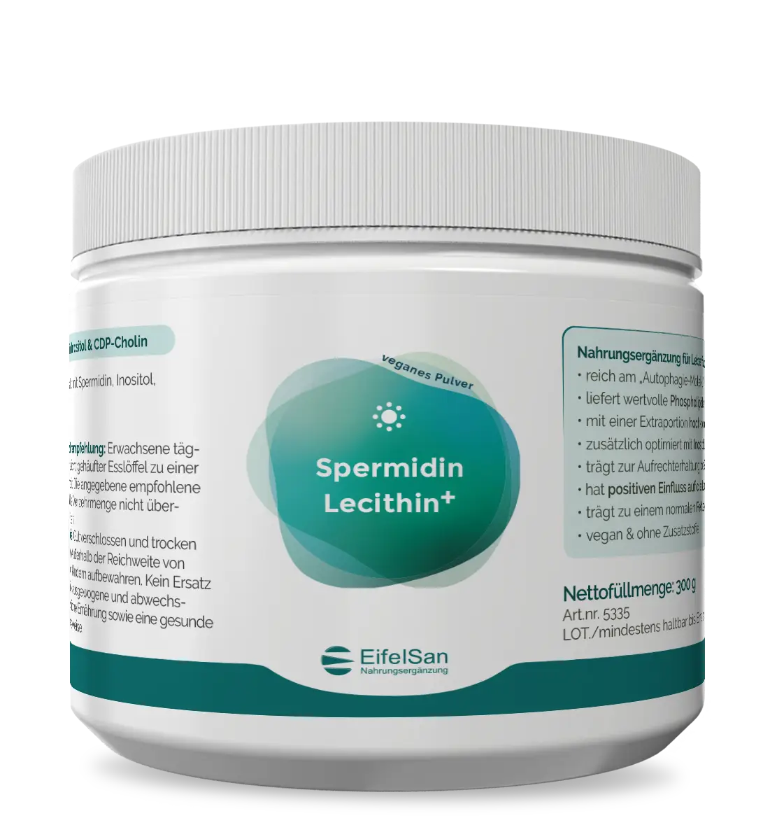 Spermidin Lecithin Komplex Spermidin Lecithin Komplex von EifelSan – 300 g Pulver mit 84 % mehr Spermidin