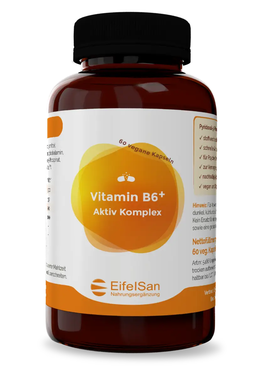Vitamin B6+ Aktiv Komplex Vitamin B6+ Aktiv Komplex von EifelSan – 60 vegane Kapseln mit B2, B12 und Folat