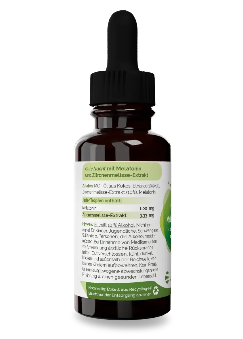 Melatonin Gute Nacht Tropfen – 1 mg pro Tropfen – 30 ml Melatonin Gute Nacht Tropfen – 1 mg pro Tropfen – 30 ml