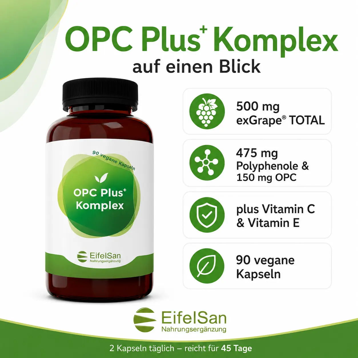 OPC Plus+ Komplex – 90 vegane Kapseln mit Antioxidantien OPC Plus+ Komplex – 90 vegane Kapseln mit Antioxidantien