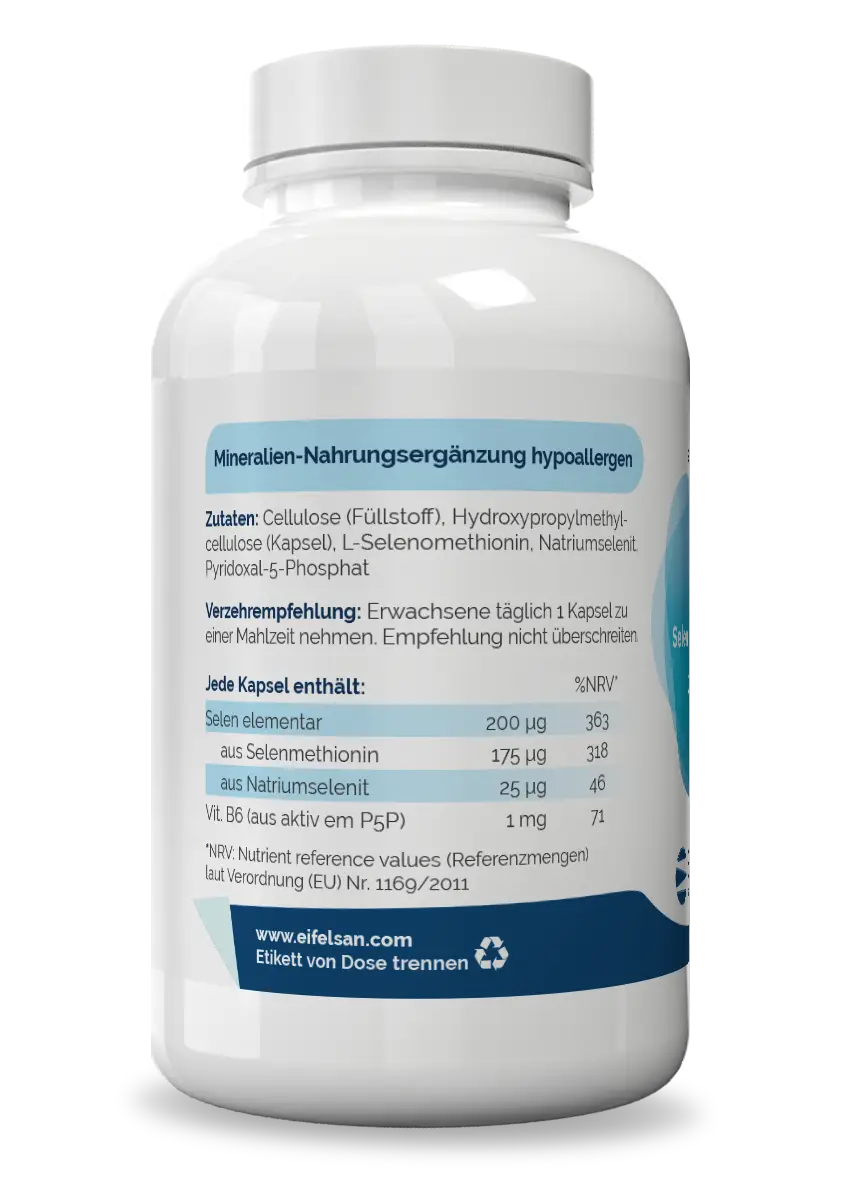 Selen Inhaltsstoffe Selen-Komplex mit Selen 9 Plus® Selenomethionin, Natriumselenit und Pyridoxal-5-Phosphat