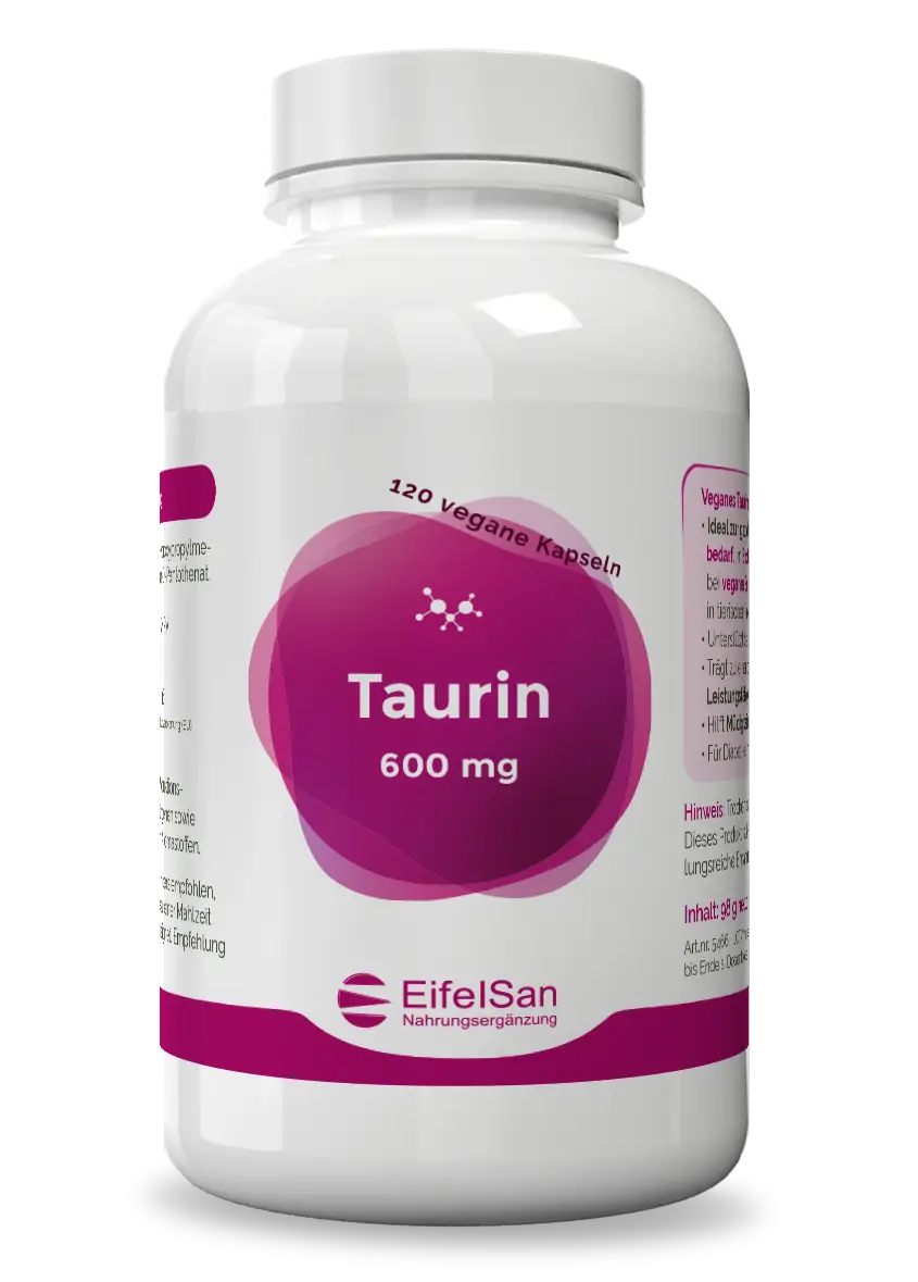 Taurin 600 mg Taurin 600 mg von EifelSan – 120 vegane Kapseln mit Vitamin B5