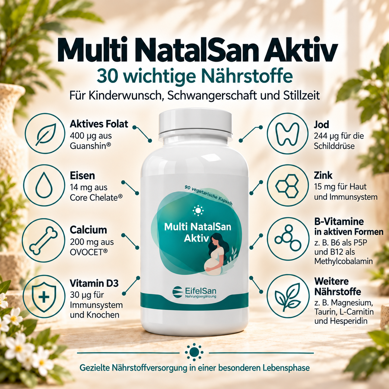Multi NatalSan Aktiv - 90 Kapseln mit 30 Vitalstoffen