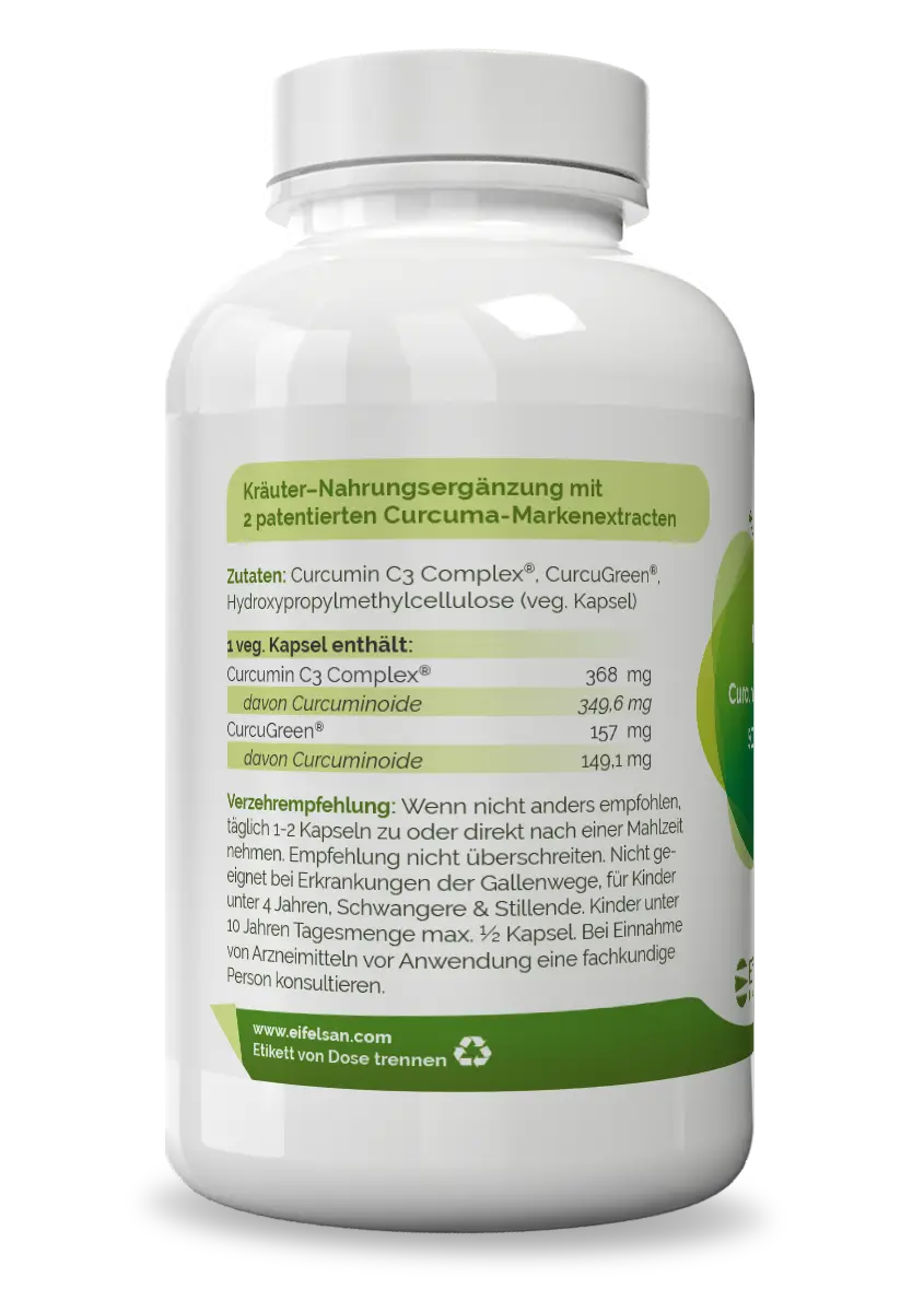 Curcumin Komplex Inhaltsstoffe Curcumin-Komplex mit CurcuGreen® und Curcumin C3 Complex® aus Curcuma longa