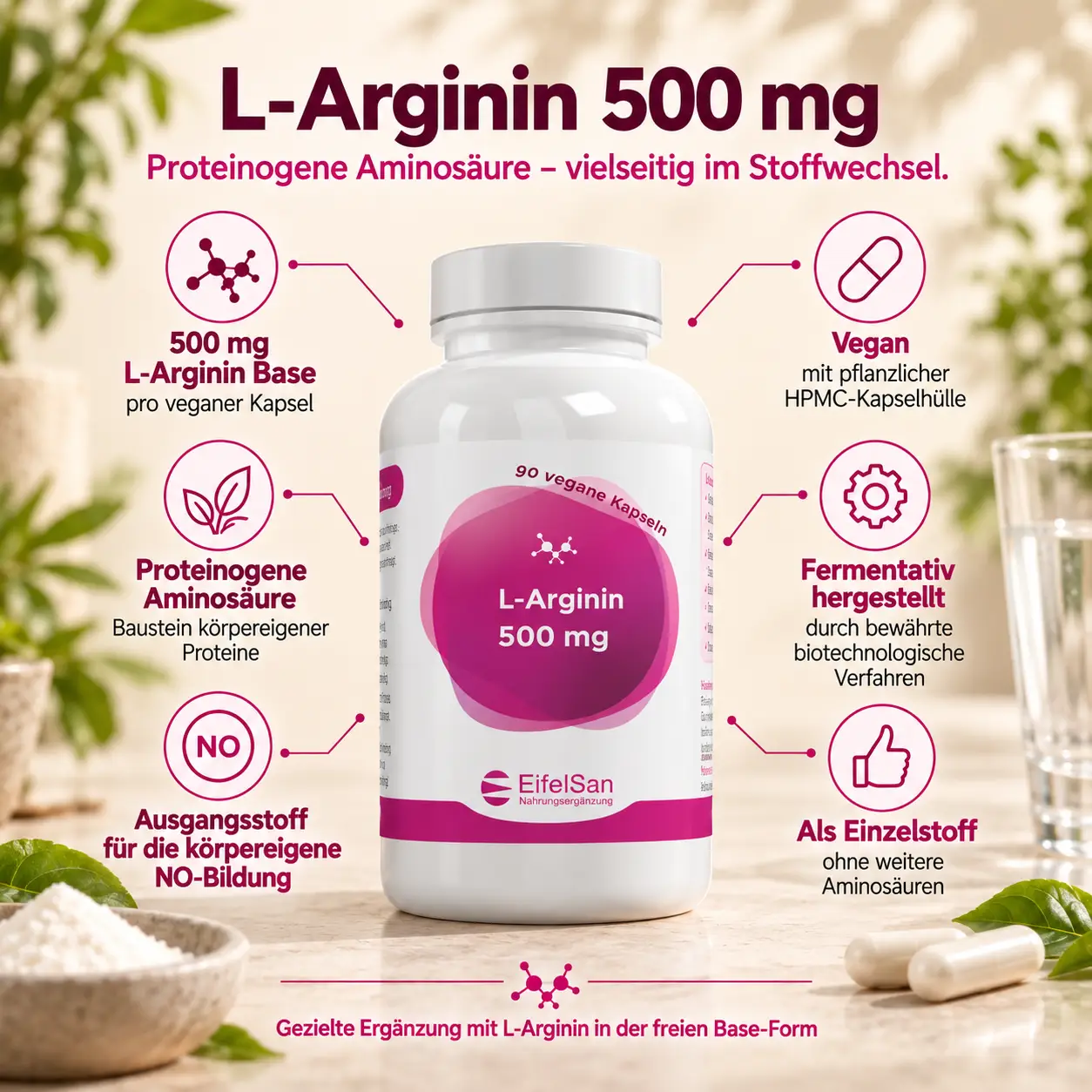 L-Arginin 500 mg - 90 vegane Kapseln L-Arginin 500 mg - 90 vegane Kapseln