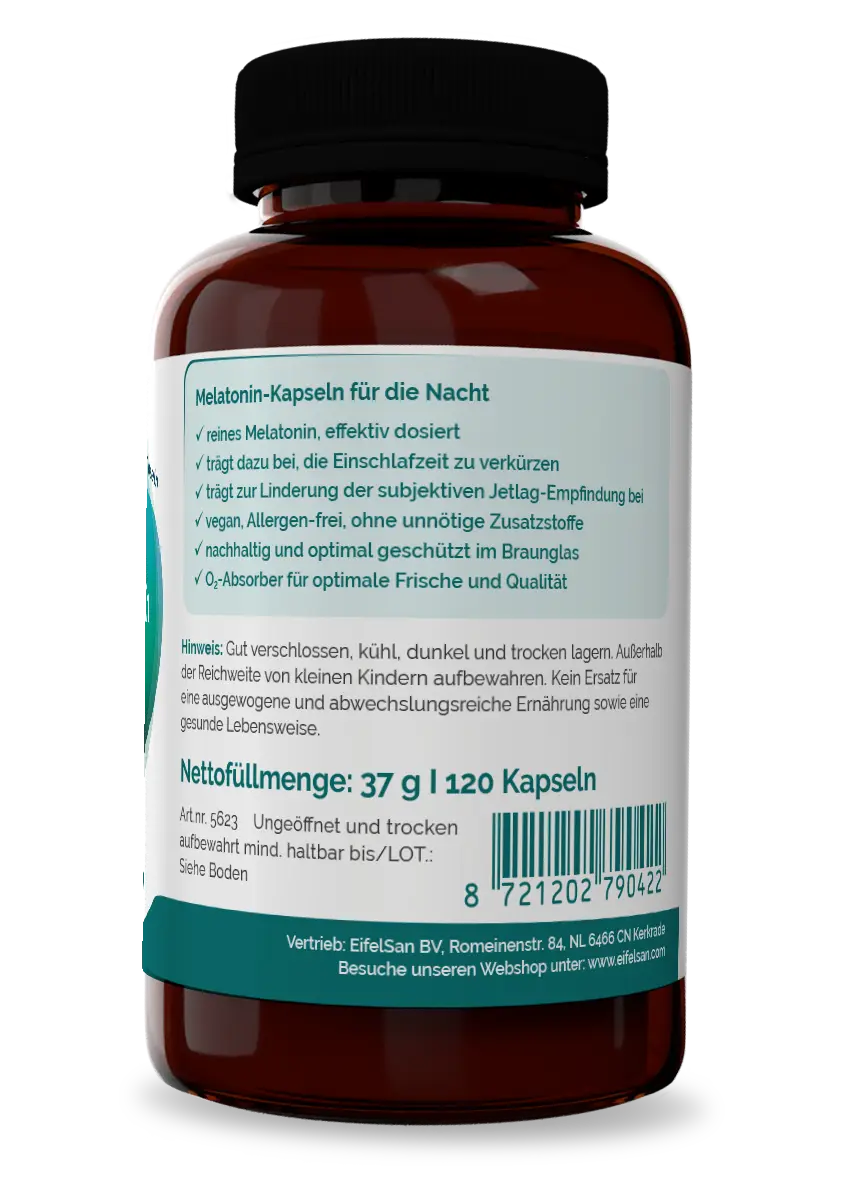 Melatonin 1 mg – 120 vegane Kapseln Melatonin 1 mg – 120 vegane Kapseln