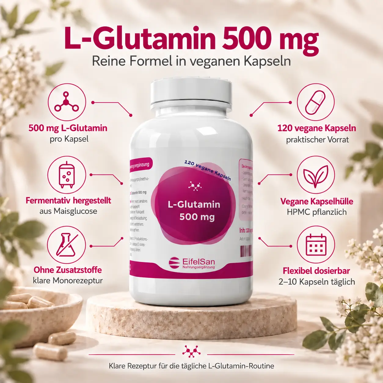 L-Glutamin 500 mg - 120 Kapseln L-Glutamin 500 mg - 120 Kapseln