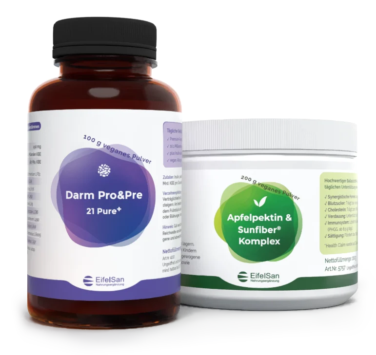 darm-probiotikum-pulver-eifelsan EifelSan Darmflora Bundle mit Darm Pro+Pre 21 Pure Plus und Apfelpektin & Sunfiber® Komplex
