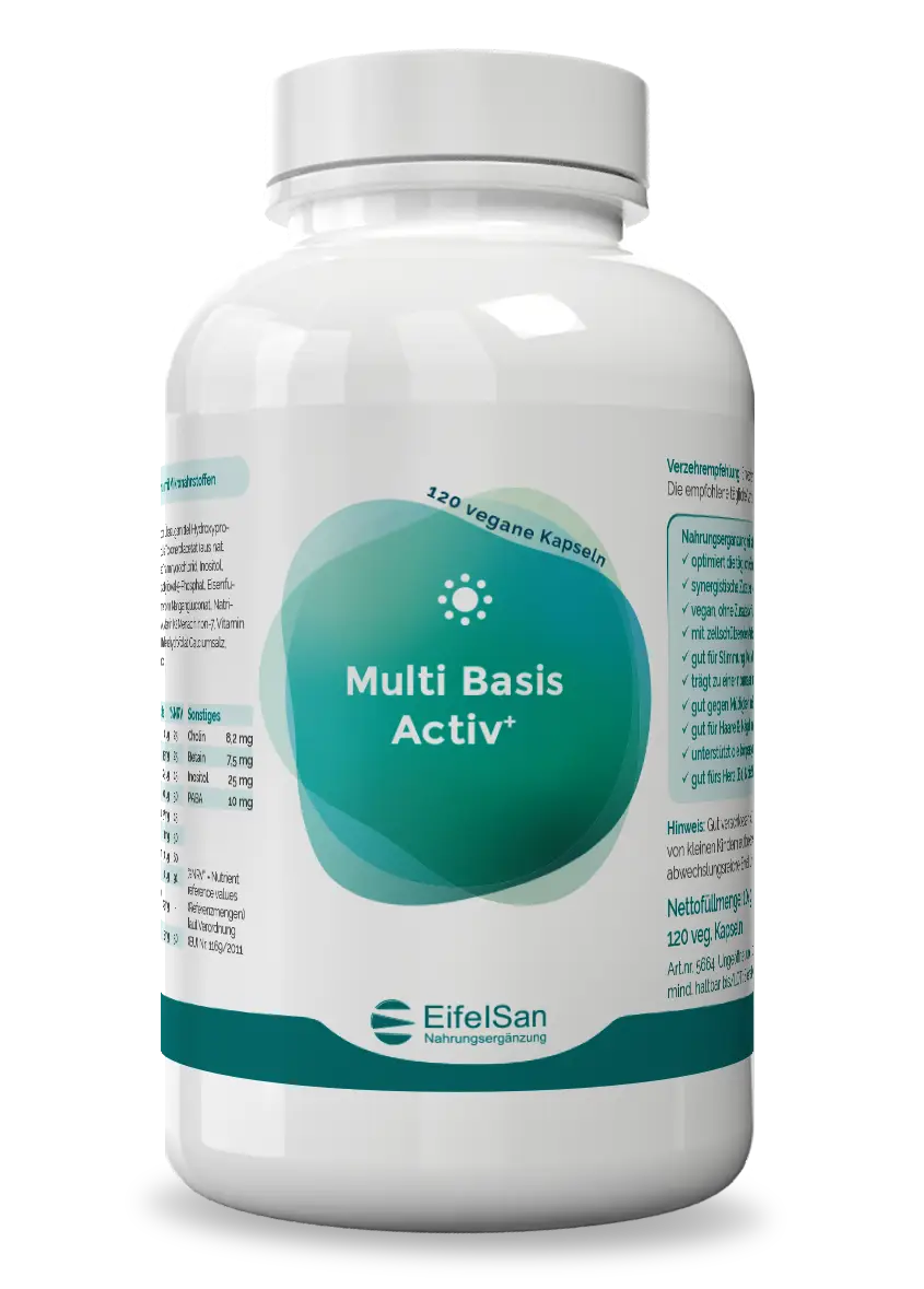 Multi Basis Aktiv Plus Multi Basis Aktiv Plus von EifelSan – 120 vegane Kapseln mit 28 Vitalstoffen