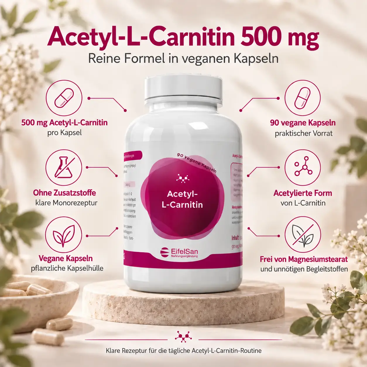 Acetyl-L-Carnitin 500 mg - 90 Kapseln mentale Energie Acetyl-L-Carnitin 500 mg - 90 Kapseln mentale Energie