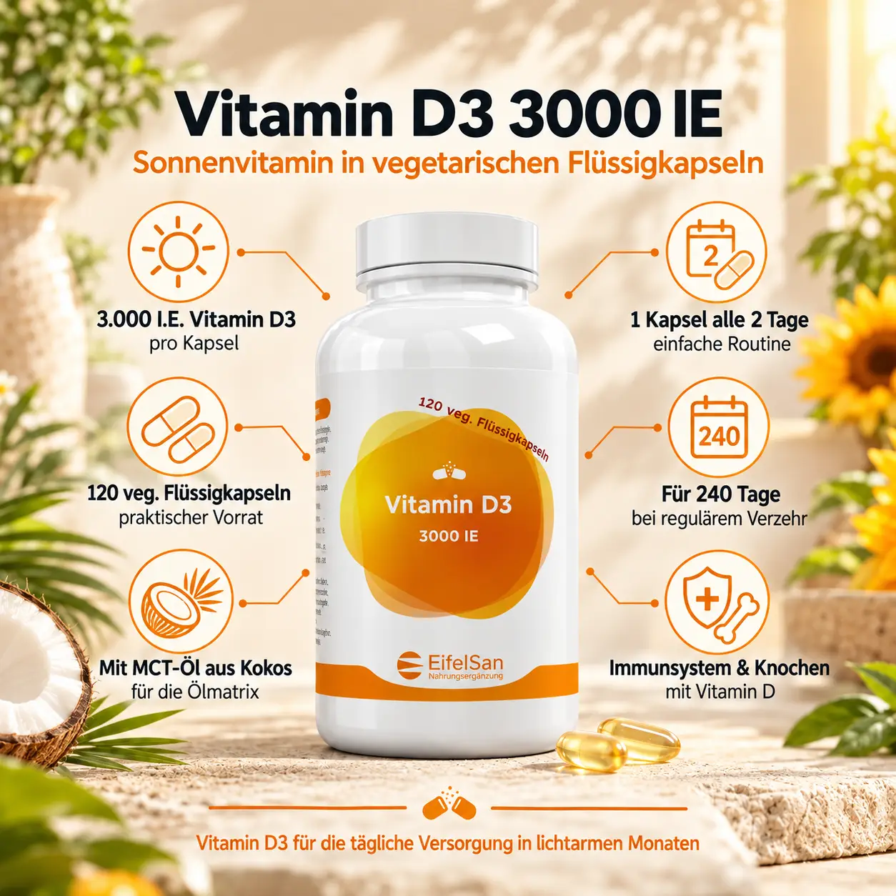 Vitamin D3 3000 iE- 120 Kapseln