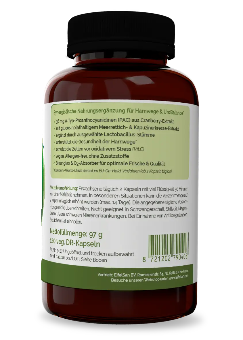 CystiSan UroBalance vegane DR-Kapseln mit Cranberry, Pflanzenextrakten und Lactobacillus-Stämmen