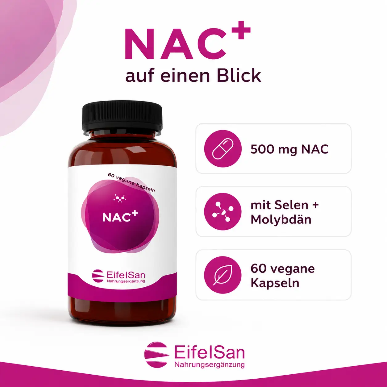 NAC 500 mg von EifelSan – hypoallergen, vegan und ohne Zusatzstoffe