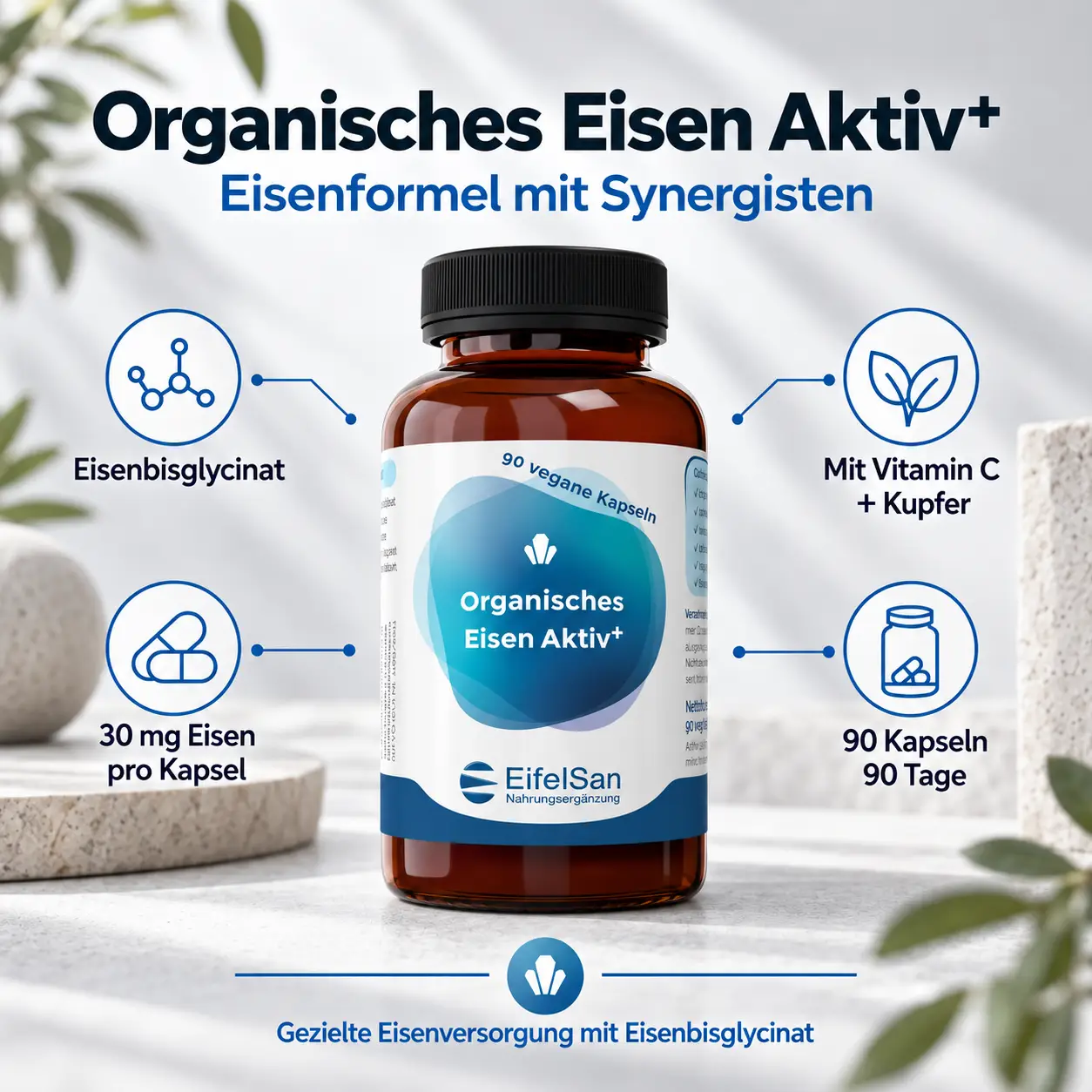 Organisches Eisen Aktiv Plus - 90 Kapseln mit Synergisten Organisches Eisen Aktiv Plus - 90 Kapseln mit Synergisten