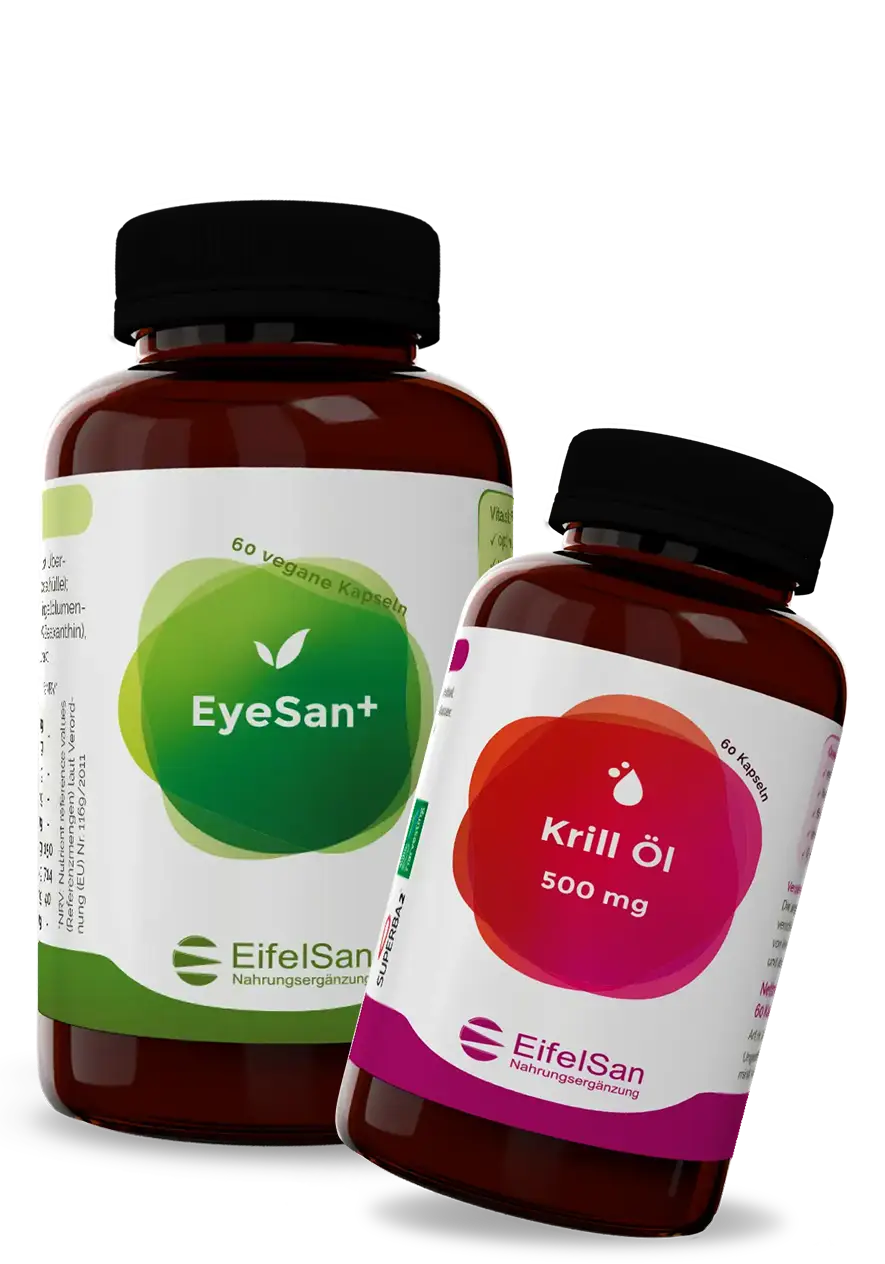 Augen-Bundle mit Krillöl EifelSan Augen-Bundle mit EyeSan Plus, Krillöl, Lutein, Zeaxanthin und Astaxanthin