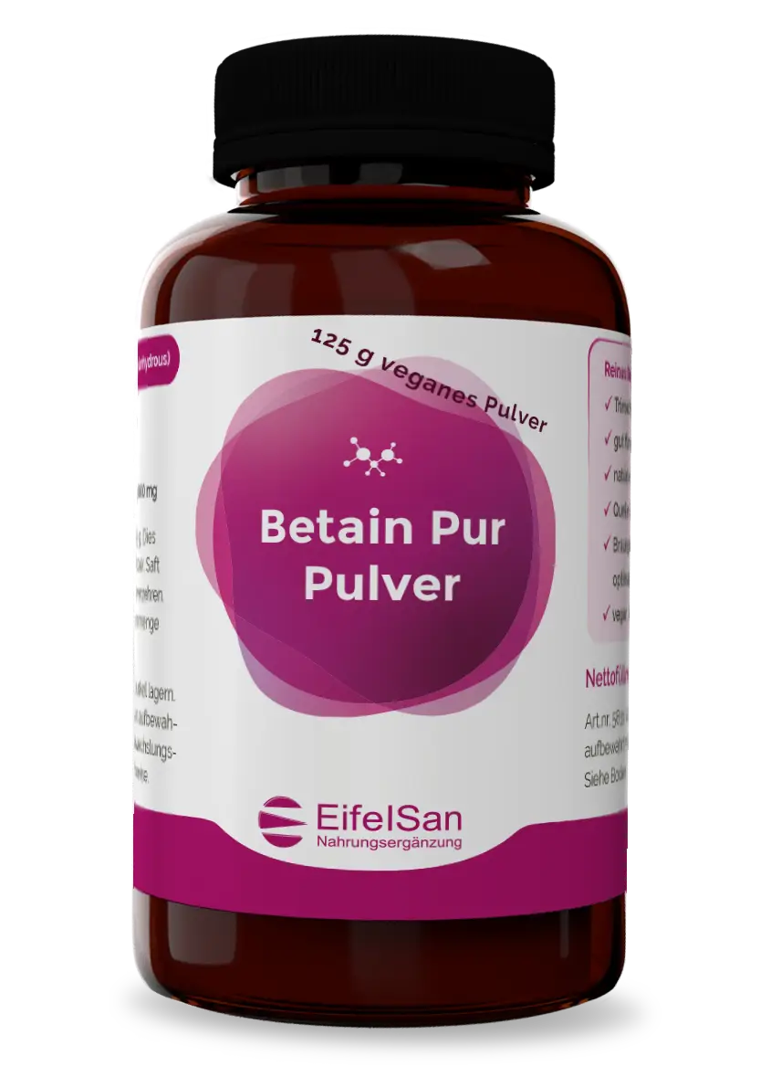 Betain Pulver pur Betain Pulver pur von EifelSan – 125 g hochreines Trimethylglycin im Braunglas