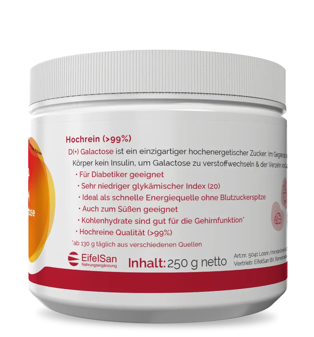 Galactose Etikett Etikett von Galactose – 250 g Pulver Hirnzucker von EifelSan
