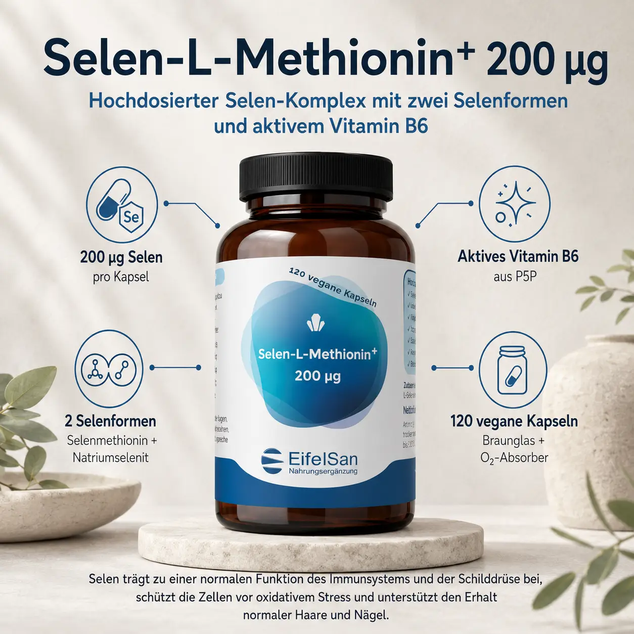 Selen-L-Methionin+ 200 µg – 120 Kapseln mit P5P Selen-L-Methionin+ 200 µg – 120 Kapseln mit P5P