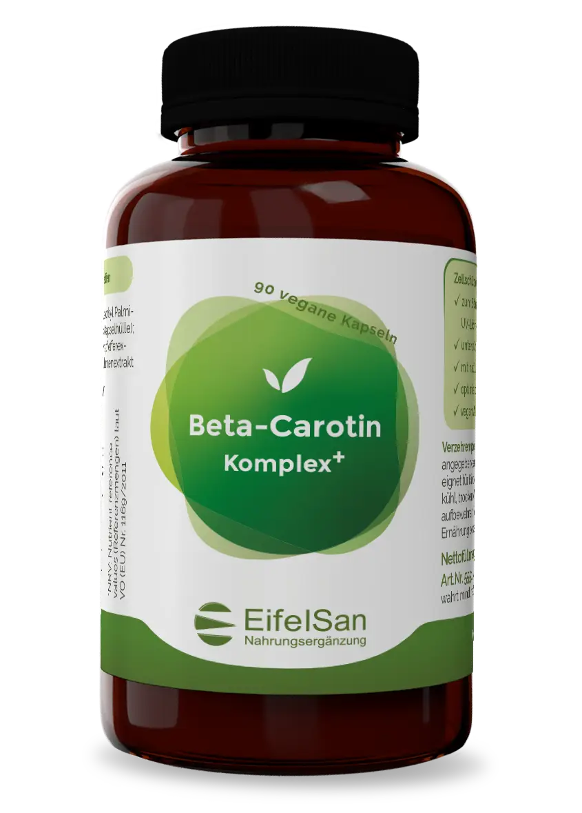 Beta-Carotin Komplex+ Beta-Carotin Komplex+ von EifelSan – 90 vegane Kapseln mit CaroCare® aus Dunaliella salina